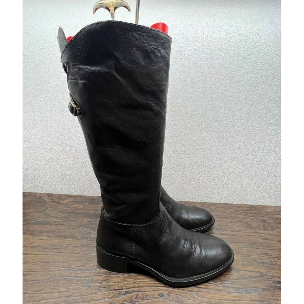 Mariano Renzi Designer Brown Leather Tall Low Heeled Boots 38 US 7.5-8